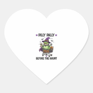 Pegatina En Forma De Corazón Dilly Dally Antes de Haunt Frog Halloween Shopping