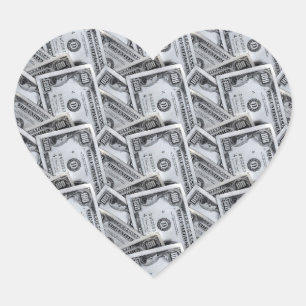 PEGATINA EN FORMA DE CORAZÓN DINERO