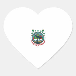 Pegatina En Forma De Corazón Dinosaurio con traje humano sombrero de Santa de N