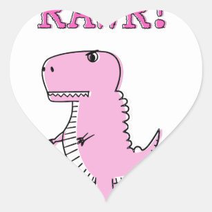 Pegatina En Forma De Corazón Dinosaurio T-Rex, Personalizado Rosa Cuto Y Enojad