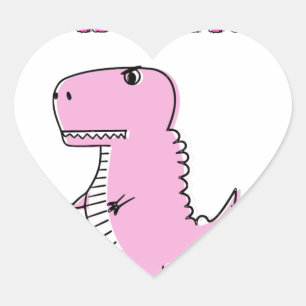 Pegatina En Forma De Corazón Dinosaurio T-Rex, Personalizado Rosa Cuto Y Enojad