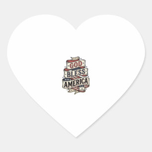 Pegatina En Forma De Corazón Dios bendiga a América Diseño vectorial patriótico