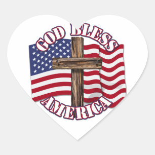 Pegatina En Forma De Corazón Dios bendiga a Estados Unidos con bandera de EE. U