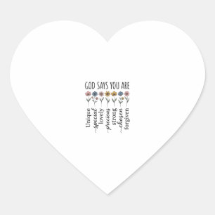 Pegatina En Forma De Corazón Dios dice que eres diseño vectorial cristiano flor