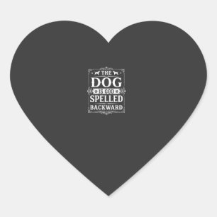 Pegatina En Forma De Corazón Dios Perro Divertido Escrito al Revés