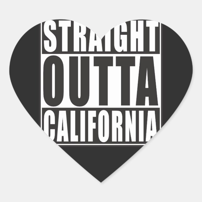 Pegatina En Forma De Corazón Directamente fuera de California (Anverso)