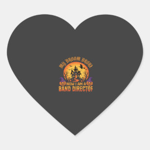Pegatina En Forma De Corazón Director de banda de Halloween Bruja Escoba Casa e