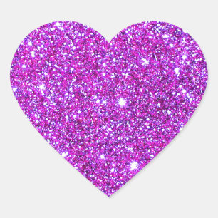 Pegatina En Forma De Corazón Diseñador de Purpurinas Pink Purple Sparkly Glam
