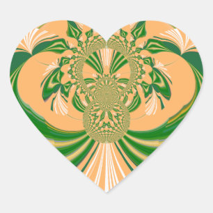 Pegatina En Forma De Corazón Diseño Amarillo Verde.