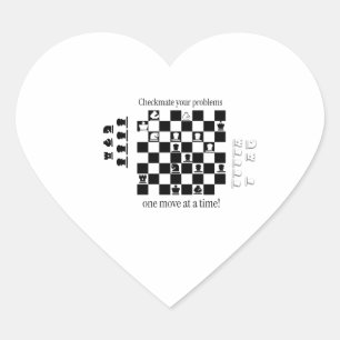 Pegatina En Forma De Corazón Diseño Clásico Inspirado en Ajedrez