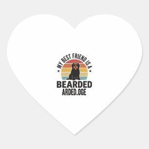 Pegatina En Forma De Corazón Diseño de amante de perro Collie barbudo puesta de