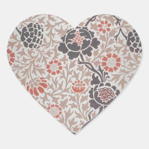 Pegatina En Forma De Corazón Diseño de arte botánico de William Morris Grafton