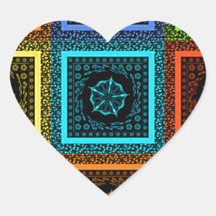 Pegatina En Forma De Corazón Diseño de Arte de Patrón Multicolor a Cuadros Enca