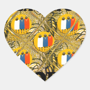 Pegatina En Forma De Corazón Diseño de arte étnico africano: gente hermosa