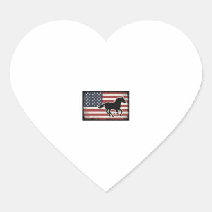 Pegatina En Forma De Corazón Diseño de arte vectorial de caballo con bandera es
