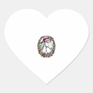Pegatina En Forma De Corazón Diseño de arte vectorial de retrato de caballo flo