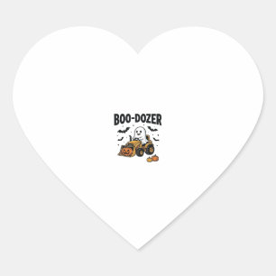 Pegatina En Forma De Corazón Diseño de Bulldozer Fantasma de Halloween Boo-Doze