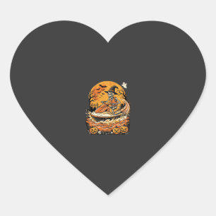 Pegatina En Forma De Corazón Diseño de calavera de bruja de Halloween con moto
