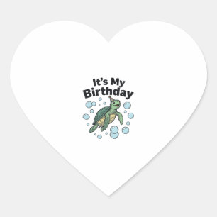 Pegatina En Forma De Corazón Diseño de camisa de cumpleaños de tortuga marina_1