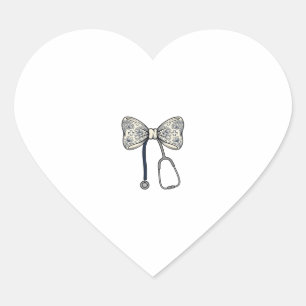 Pegatina En Forma De Corazón Diseño de camisa floral con lazo de enfermera vint