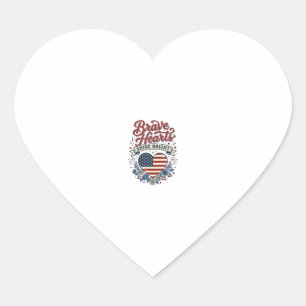 Pegatina En Forma De Corazón Diseño de camisa floral vintage patriota de corazo