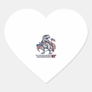 Pegatina En Forma De Corazón Diseño de camiseta blanca Patriótico T-Rex Amerisa
