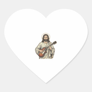 Pegatina En Forma De Corazón Diseño de camiseta con grabado de guitarrista sagr