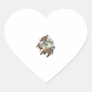 Pegatina En Forma De Corazón Diseño de camiseta con grabado de tortuga marina d