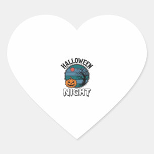 Pegatina En Forma De Corazón Diseño de camiseta de árbol de calabaza de noche d