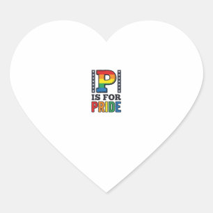 Pegatina En Forma De Corazón Diseño de camiseta de arcoíris con letra P de orgu