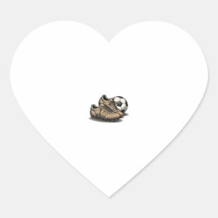 Pegatina En Forma De Corazón Diseño de camiseta de botas de fútbol y balón vint