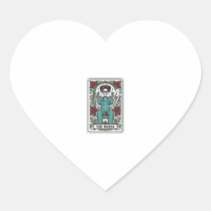 Pegatina En Forma De Corazón Diseño de camiseta de carta de tarot de enfermera 