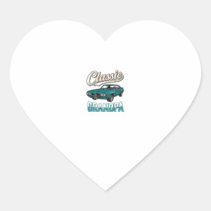 Pegatina En Forma De Corazón Diseño de camiseta de coche vintage de abuelo clás
