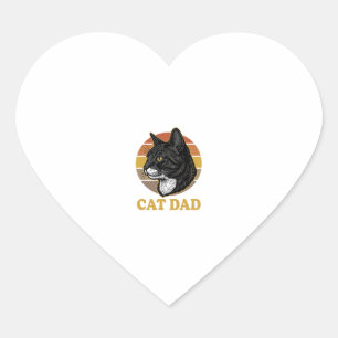 Pegatina En Forma De Corazón Diseño de camiseta de gato vintage para papá amant