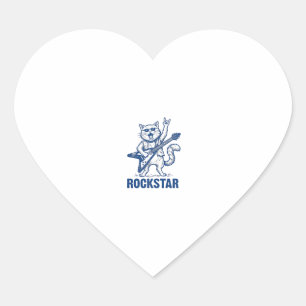 Pegatina En Forma De Corazón Diseño de camiseta de grabado vintage de gato rock