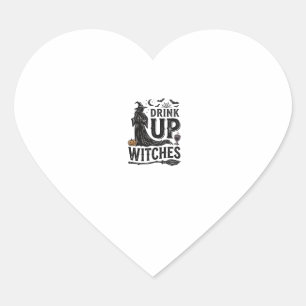 Pegatina En Forma De Corazón Diseño de camiseta de Halloween de brujas Drink Up