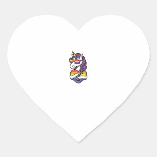 Pegatina En Forma De Corazón Diseño de camiseta de orgullo de corazón de unicor