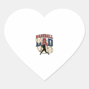 Pegatina En Forma De Corazón Diseño de camiseta de papá de béisbol vintage_1