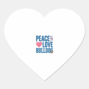 Pegatina En Forma De Corazón Diseño de camiseta de perro vintage de bulldog de