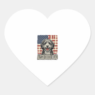 Pegatina En Forma De Corazón Diseño de camiseta de perro vintage patriota Aussi