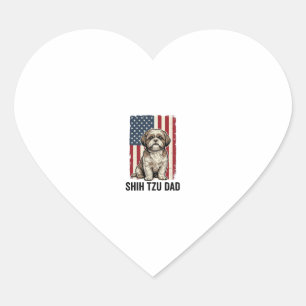 Pegatina En Forma De Corazón Diseño de camiseta de perro vintage patriota papá 