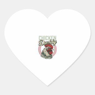 Pegatina En Forma De Corazón Diseño de camiseta de pollo vintage Daddy Rooster_