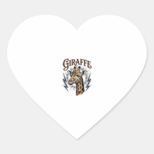 Pegatina En Forma De Corazón Diseño de camiseta de rayo de jirafa grabada vinta