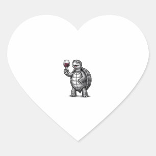 Pegatina En Forma De Corazón Diseño de camiseta de tortuga vintage sosteniendo 