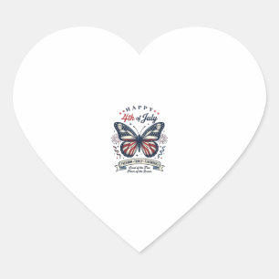 Pegatina En Forma De Corazón Diseño de camiseta feliz 4 de julio Mariposa Patri