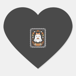 Pegatina En Forma De Corazón Diseño de camiseta floral de calabaza fantasma de 
