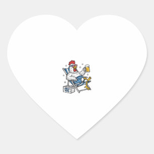 Pegatina En Forma De Corazón Diseño de camiseta patriótica de cerveza de pollo 