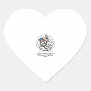 Pegatina En Forma De Corazón Diseño de camiseta patriótica vintage de ganso ind
