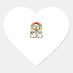 Pegatina En Forma De Corazón Diseño de camiseta retro de papá de voleibol vinta