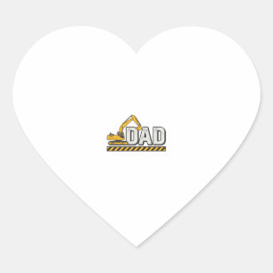Pegatina En Forma De Corazón Diseño de camiseta vintage de excavadora para papá